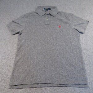 Polo Ralph Lauren Men’s Slim Fit Polo Shirt Large Gray Red Pony Short Sleeve